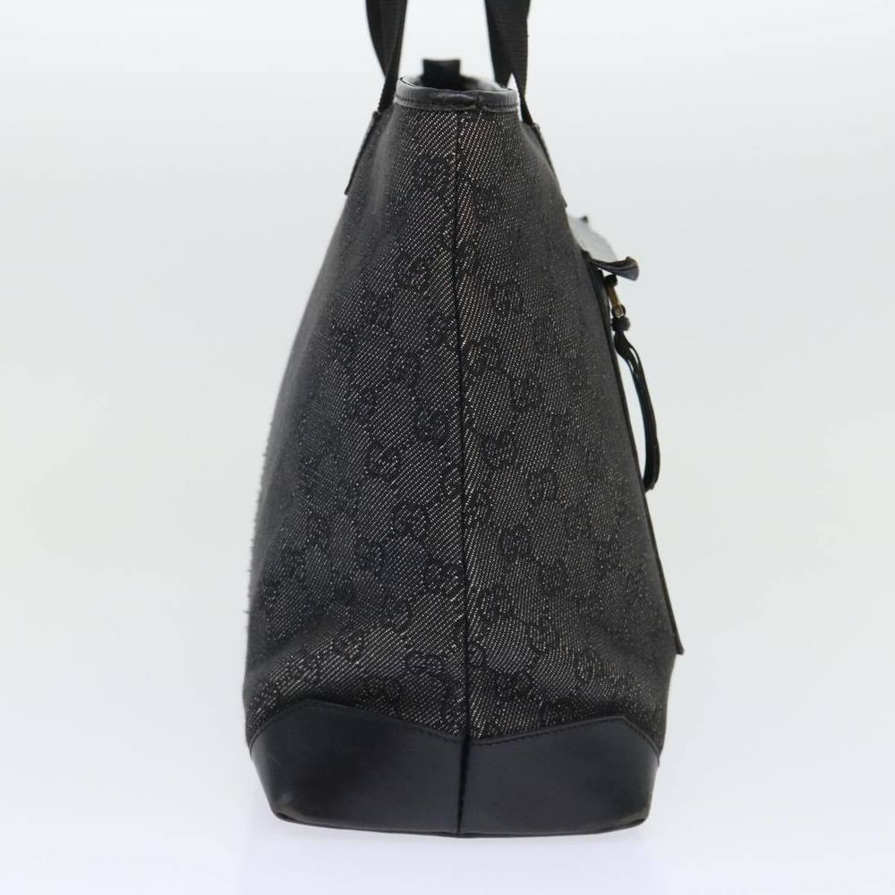 GUCCI GG Canvas Tote Bag Canvas Leather Black Auth 53674 - Picture 5 of 16
